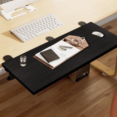 Imagem de Extensor de mesa de mesa dobrável 61 x 30 cm Extensor de teclado de mesa dobrável para mesa de fixação para cama de dormitório, lavanderia (preto)