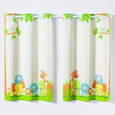 Imagem de Cortina Kids Infantil 2,00M X 1,30M Bichinhos Safari Verde - CASA SCAR