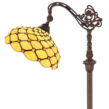 Imagem de Capulina Tiffany Abajur De Chão Contas De Âmbar Estilo Antigo Vitral Luz Suave Pescoço De Ganso Arqueado Ângulo Ajustável Lâmpada De Leitura Para Sala De Estar Quarto Escritório Em Casa