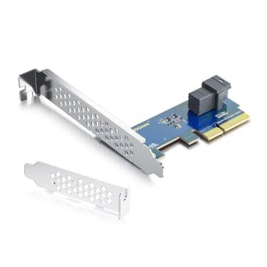Imagem de ipolex Adaptador PCIe para SFF-8643 para SSD NVMe U.2, PCIe 3.0 X4, SFF-8643 único, suporte para placa adaptador SAS Windows 10/2016/2019, VMware ESXi 6/7, Linux 18/20/21, REHL/Cent0S 7/8 e mais