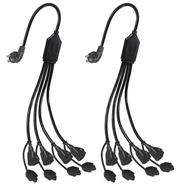 Imagem de KUNCAN Divisor De Energia De 4 Vias - 45 Graus Canto Inferior Direito Em Ângulo Para Baixo Plugue Plano Dos Eua 1 A 4 Tomadas Estendidas Macho Para Fêmea Svt 16Awg Cabo De Extensão Para Casa, Escrit