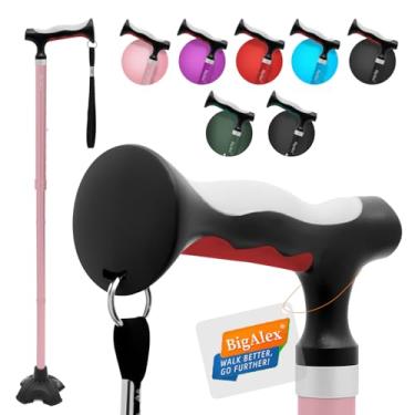 Imagem de BigAlex Bengala Leve E Dobrável Com Cabo De Tpr Macio E Confortável Para Idosos E Adultos Idosos, Cabo Maior Para Maior Conforto, Bastão De Suporte Ajustável, Auxílio De Viagem Portátil Para Homens