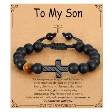 Imagem de P.BLAKE To My Son Pulseira Cruz Presentes de Pai, Ideias de Presentes para Adolescentes Adolescentes Aniversário Dia dos Namorados Natal Páscoa Primeira Comunhão Confirmação Batismo 8 10 12 13 14 15