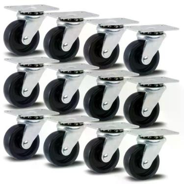 Imagem de Kit 12 Rodízios Série Leve 10 1.5/8" 41mm Placa - Polipropileno 240kg 
