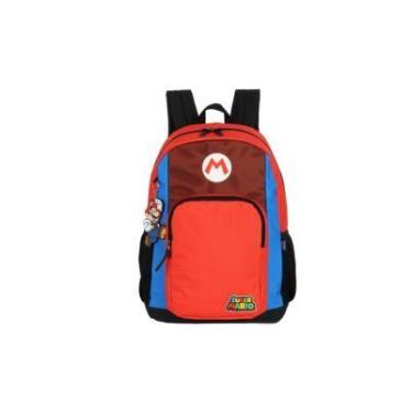 Imagem de Mochila Escolar Menino Costas Grande Super Mario Luxcel, Vermelho