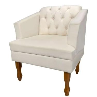 Imagem de Poltrona Estofada Decorativa Sala de Estar Quarto Escritório Consultório Leitura Safira (Corino Bege Claro)