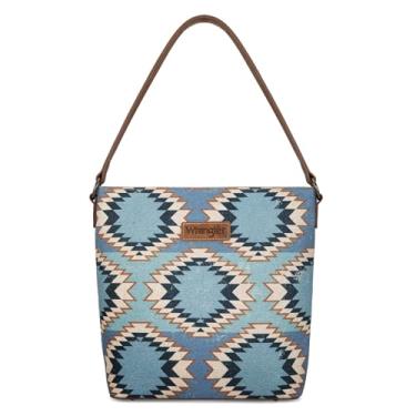 Imagem de Bolsa feminina Wrangler Western Hobo de lona asteca com alça larga, Jeans, Medium