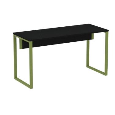Imagem de Mesa Escritório P25 Tub Pandin 134 Cm (larg) Tampo Mdp Preto Pé Aço Tubular Verde Mirô