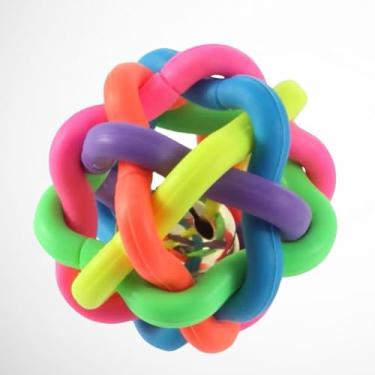 Imagem de Bola Bolinha Colorida para Cachorro Gato Pet Brinquedo com Guizo Som Divertido 6cm Médio