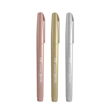 Imagem de Kit 3 Marca-Textos Cis Lumini Metallic Ouro Prata Bronze
