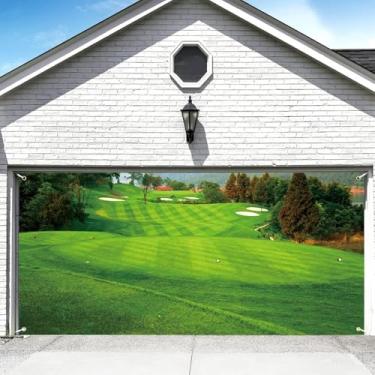 Imagem de DORCEV Decoração de porta de garagem para campo de golfe de 2,1 x 4,9 m, grama, verde, primavera, cenário natural, cenário temático, golfe, banquete, decoração, golfe, esportes, festa, chá de bebê,