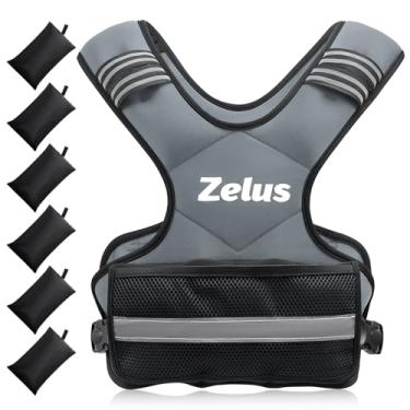 Imagem de ZELUS Colete pesado para homens e mulheres, conjunto de exercícios de peso corporal ajustável para exercícios, 1,8 a 4,5 kg / 5 a 9 kg / 9 kg a 14,5 kg com 6 pesos de ferro e areia para treinamento de