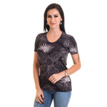 Imagem de Blusa Feminina Viscose Estampada 12433 - Konciny confecções, Preto, GG