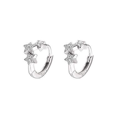 Imagem de Brincos de argola Star CZ S925 prata esterlina para mulheres adolescentes meninas cartilagem 2º buraco fofo pequeno abraço infinito tragus 8 mm argolas moda piercing joias presentes melhor amiga