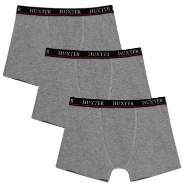 Imagem de Kit 03 Cuecas Masculinas Boxer Cotton Basic Huxter Cinza, M