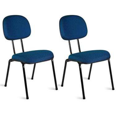 Imagem de Kit 2 Cadeiras Secretária Fixa Pé 7/8 Estofada Azul, Confortável e Resistente, com Design Moderno e Estrutura Robusta - Escritex