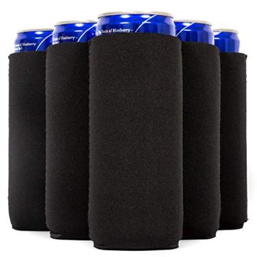 Imagem de QualityPerfection Slim Can Cooler Sleeve - Ultra Slim Beer Blank Skinny 340 g Neoprene Coolie - Perfeito para Red Bull, Michelob Ultra, Verdadeiramente, Garra Branca - Presente 4 Ela, Ele, Negócio, Black+ Box, 6