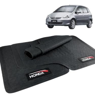 Imagem de Jogo de Tapete Borracha Para Carro Automotivo Compatível com Honda Com Logo 5 Peças Bordado Personalizado Lavável Durável Resistente Vários Modelos (Fit 2003/2008)