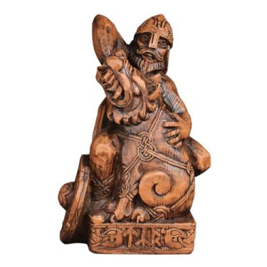 Imagem de Dryad Design Decoração de casa Viking - Estátua de deus nórdico Tyr com acabamento em madeira (God of War & Courage)