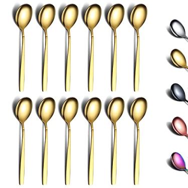 Imagem de Conjunto de 12 Colheres de Chá Ouro Berglander de 16 cm, Aço Inoxidável, Colheres de Chá de Titânio Brilhante, Prata, Colher de Chá Dourada, Colher de Chá Pequena, Colher de Chá e Colher de Chá na lava-louças