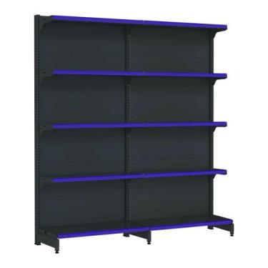 Imagem de Kit 2 gôndolas new premium 2,02m preta parede 40/30 - AMAPÁ