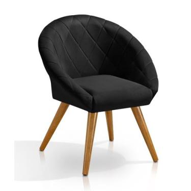 Imagem de Poltrona Pufes de Luxo Lais Com Pés Palito - Sonho da Mamae, Preto