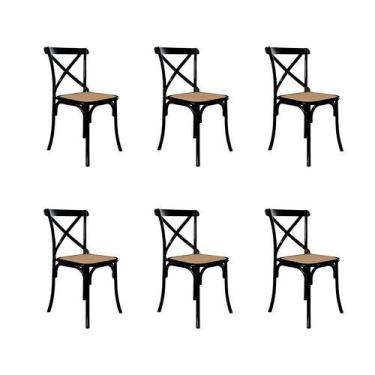 Imagem de Conjunto com 6 Cadeiras de Jantar Katrina Preta - Mobly