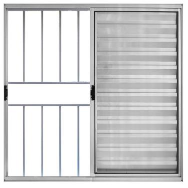 Imagem de Janela De Alumínio Veneziana 100x150cm 3 Folhas Grade Brilhante