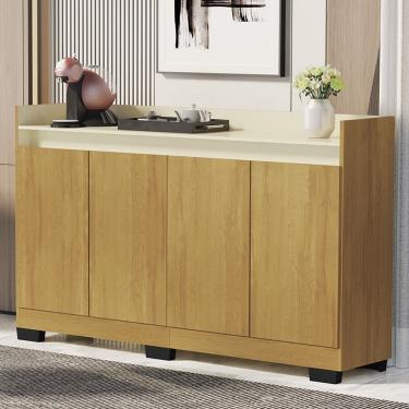 Imagem de Aparador Buffet Sala Lorde 4 Portas Mel/perola Mel/perola