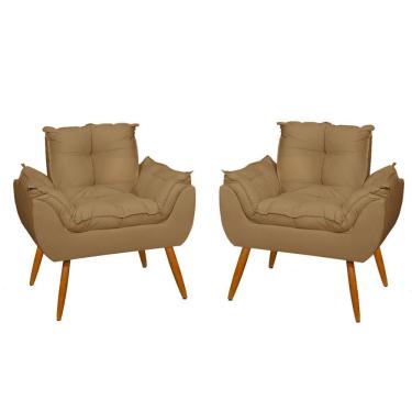 Imagem de Kit 2 Cadeiras Poltronas Reforçadas Confortáveis Sala Jl Cor:capuccino