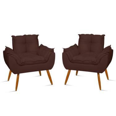 Imagem de Kit 2 Cadeiras Poltronas Reforçadas Confortáveis Sala Jl Cor:marrom