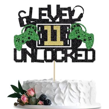 Imagem de BIABISD Level 11th Unlocked Sign Cake Topper,Happy 11th Birthday Level Up Eleventh Cake Decorations,Game Controller 11 Cake Decor,Video Game Controller Themed Boys Girls Birthday Party Supplies