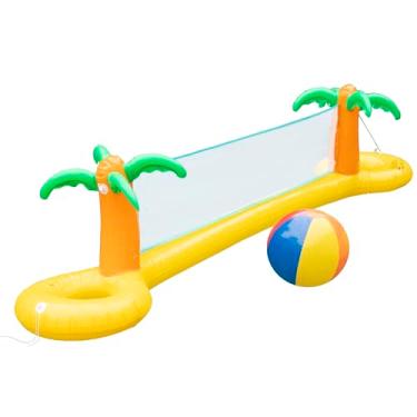 Imagem de Conjunto de rede inflável gigante de voleibol de palmeira com bola - 3,6 m de comprimento, tamanho extra grande, material de PVC grosso, fácil de inflar - festa na piscina de verão ao ar livre/quintal
