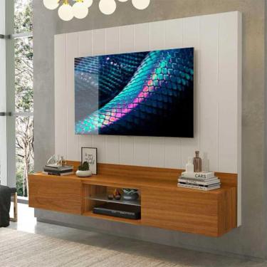 Imagem de Painel Para Tv 75 Polegadas Conquest Luapa - Carvalho New/off White - Cor: Marrom