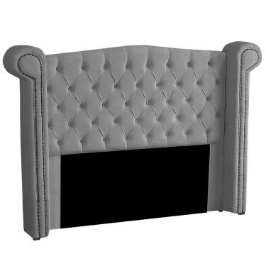 Imagem de Cabeceira Casal Queen Size Estofada Para Cama Box Ayla Veludo Cor Cinza Claro