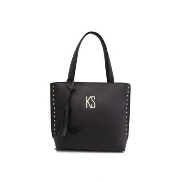 Imagem de Bolsa Sacola Grande Feminino Espaçosa Fechamento Zíper Moda Detalhe Rebites
