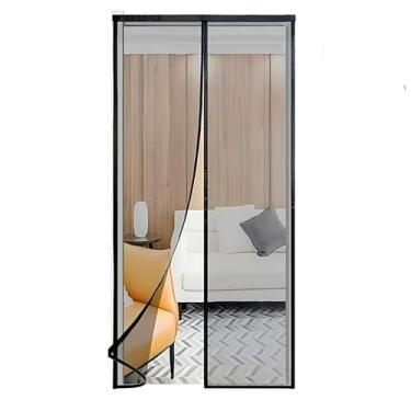 Imagem de Tela Mosquiteira Magnética Preta para Porta 100x215cm - Fibra de Vidro FortMesh - Instalação Simples sem Furos - Ventilação Total