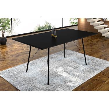 Imagem de Mesa Sala de Jantar Paraty Retangular Ferro 140x80cm Preto para Cozinha Ou Sala