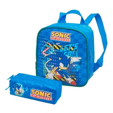 Imagem de Kit Lancheira Termica Estojo Duplo Sonic Squad Team Azul
