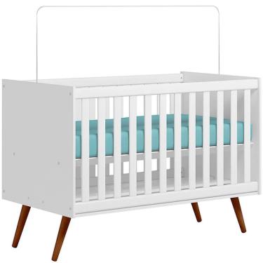 Imagem de Berço Infantil Mini Cama Magia com Grade de Proteção em MDF Branco Brilhante para Colchão 130 X 70 cm
