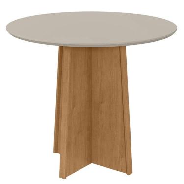 Imagem de Mesa De Jantar Celebrare 100x100 Cm Tampo Arredondado Amêndoa Clean Off White Com Vidro - Lopas