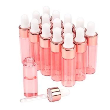 Imagem de 15 frascos conta-gotas de vidro rosa frascos conta-gotas de óleo essencial mini frascos de vidro recipiente líquido cosmético frasco de amostra de aromaterapia frascos de amostra com conta-gotas de