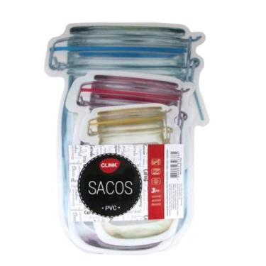 Imagem de Saco Flex Zip Reutilizável Kit 3 Sacos Mantimentos PVC Reutilizável Or