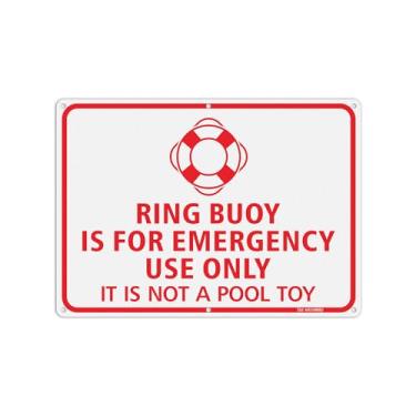 Imagem de T&R A Bóia Circular É Apenas Para Uso Emergencial, Não Um Brinquedo De Piscina - 1 Pacote 14" X 10" 0,040 Alumínio Pesado, À Prova Ferrugem, Refletivo, D'Água, Resistente Às Intempéries E Ao Desbota