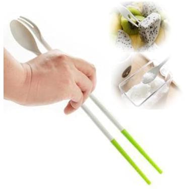 Imagem de YNHIAG Hashis De Silicone Para Cozinhar Com Colher E Garfo Medidores, Fritura Segura, Panela Quente, Temperos, Medidora, Sobremesa, Frutas, Palitos Dente. (Verde (Cauda + Garfo))