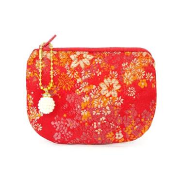 Imagem de Golden Amy Bolsa Para Joias Feita À Mão, Porta-Moedas Feminino, Carteira Com Zíper De Brocado, Maquiagem Seda - Vermelha