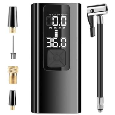 Imagem de Compressor de ar portátil, bomba de ar para pneus de carro, motocicleta, bicicleta, bolas com medidor de pressão digital, luz LED e função de desligamento automático