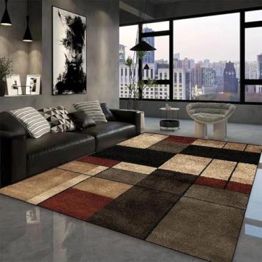 Imagem de Tapete geométrico moderno para sala de estar, sofá, mesas de centro, decoração de quarto, tapete lavável, cabeceira, tapetes de pelúcia (180 x 280 cm) / JH059-Flannel-9)