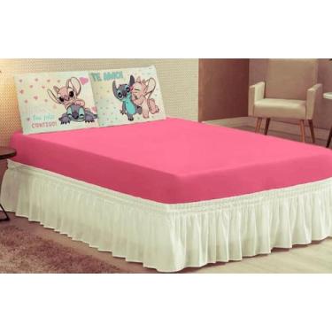 Imagem de Jogo de lençol 3 peças queen EU TE AMO LILO STITCH - AMORA ENXOVAIS, R