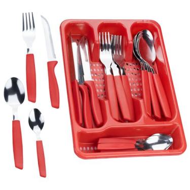 Imagem de Faqueiro Inox Jogo De Talheres Porta Talher Com 25 Peças - Mm House, V